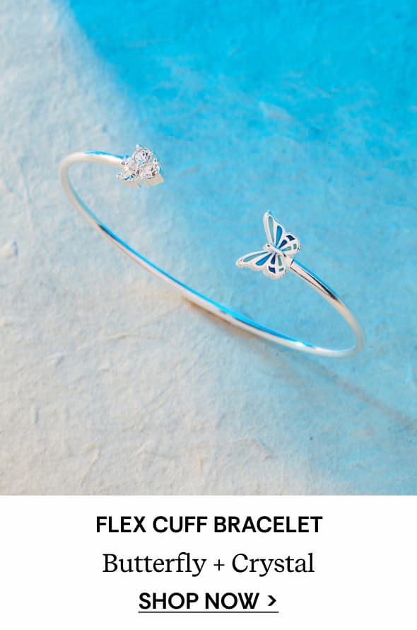 Shop Butterfly + Crystal Flex Cuff Bracelet