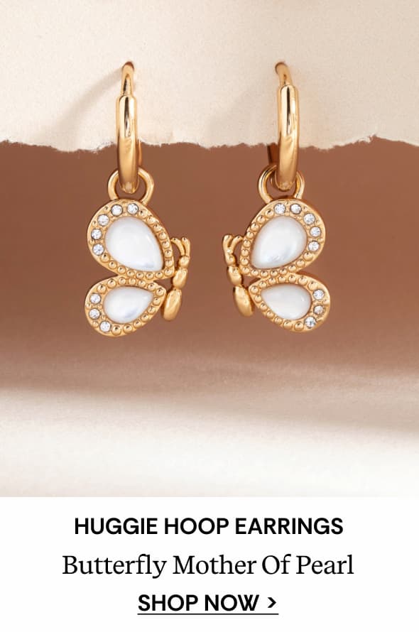 Shop Butterfly Mother of Pearl Huggie Hoop Earrings