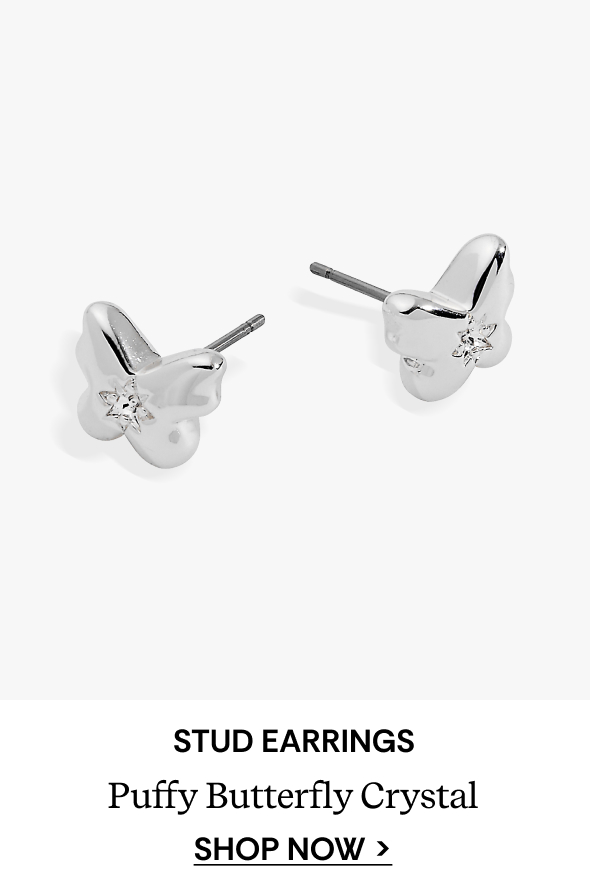Shop Puffy Butterfly Crystal Stud Earrings