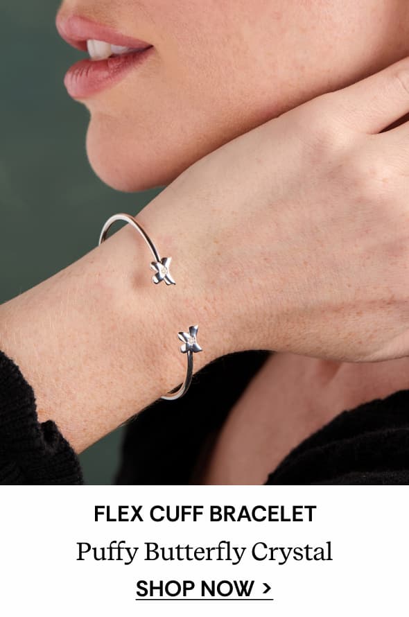 Shop Puffy Butterfly Crystal Flex Cuff Bracelet