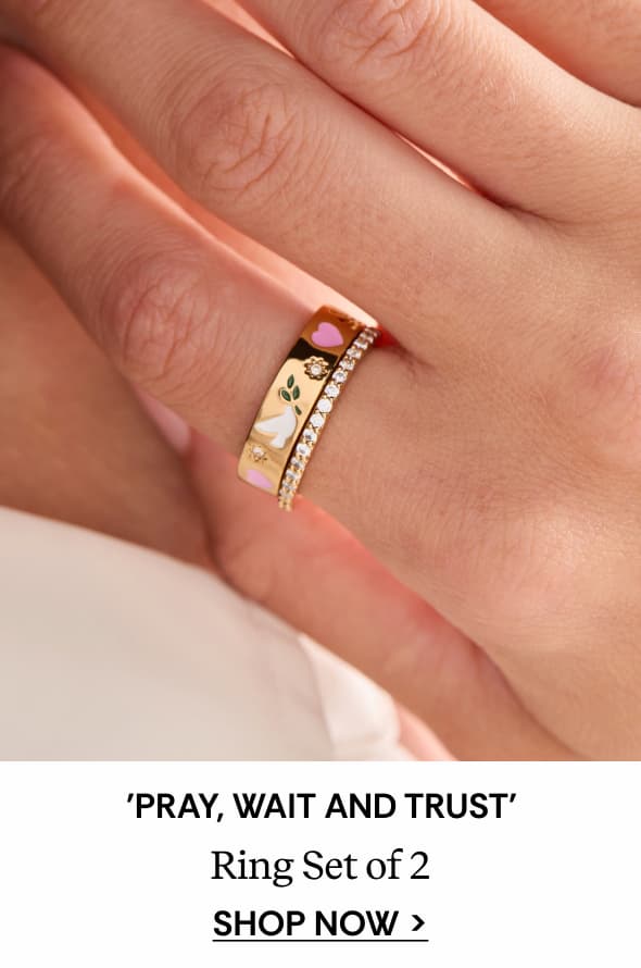 Shop 'Pray, Wait and Trust' Ring Set of 2