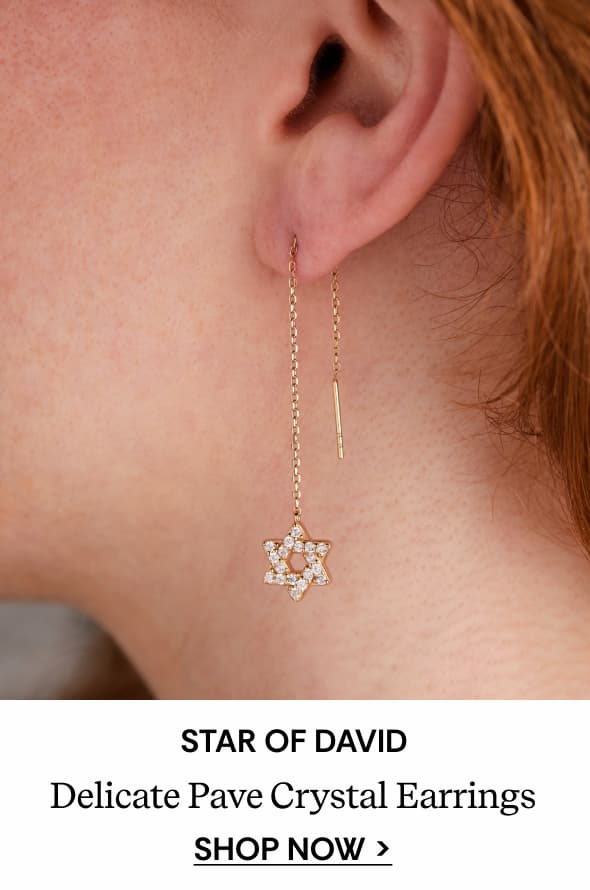 Shop Star of David Delicate Pave Crystal Threader Earrings