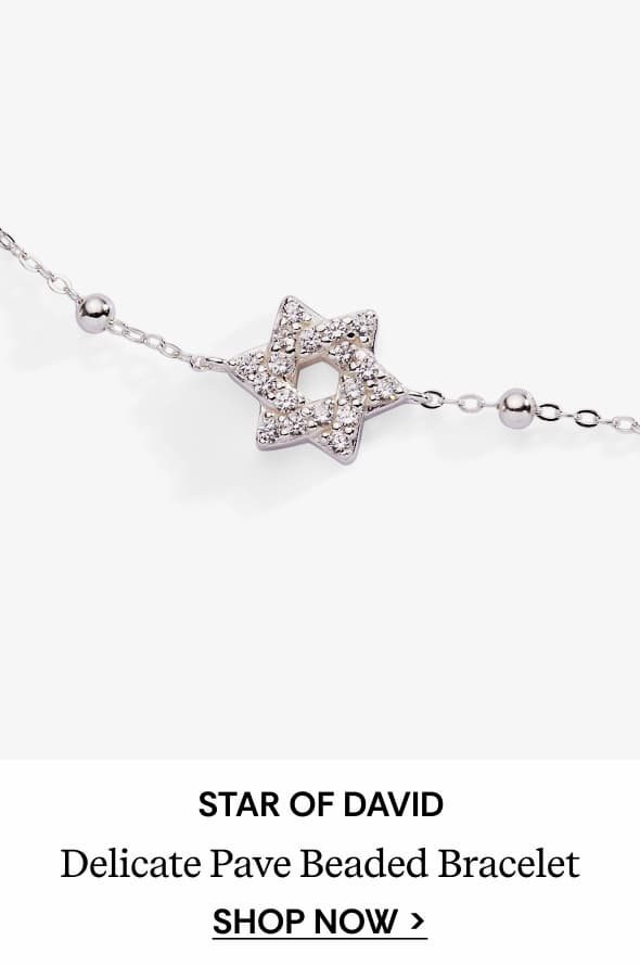 Shop Star of David Delicate Pave Beaded Chain Bracelet