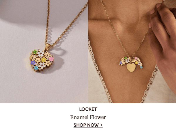 Shop Blossoming Flowers Enamel Locket Pendant Necklace