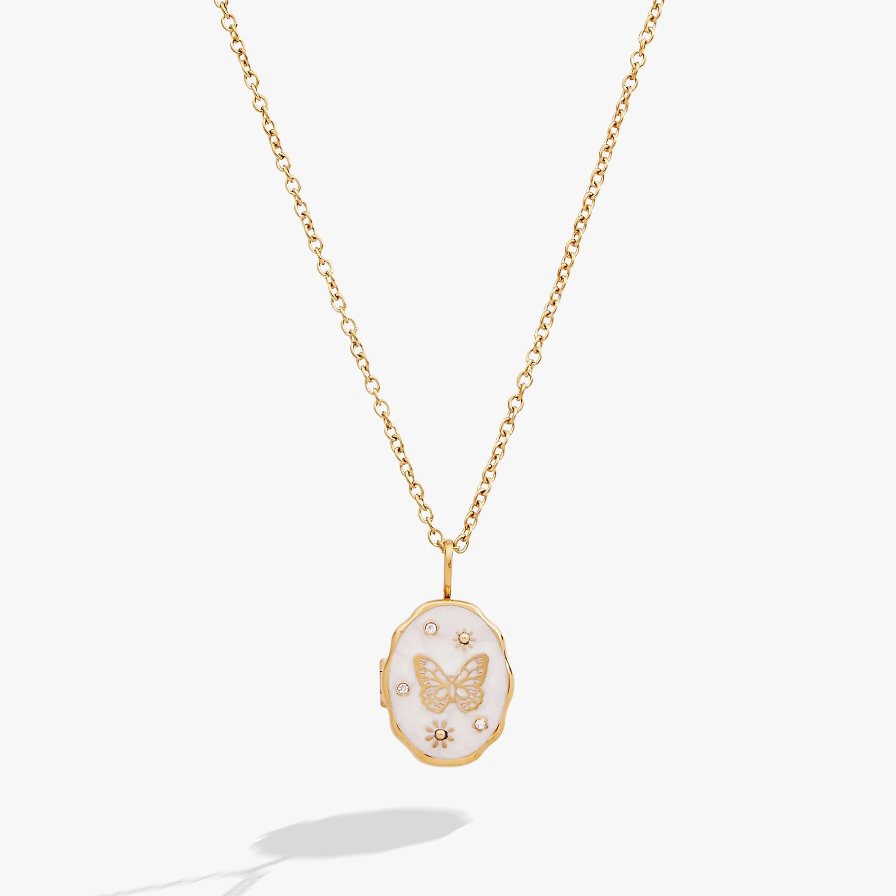 Image of Filigree Butterfly Locket Pendant Necklace