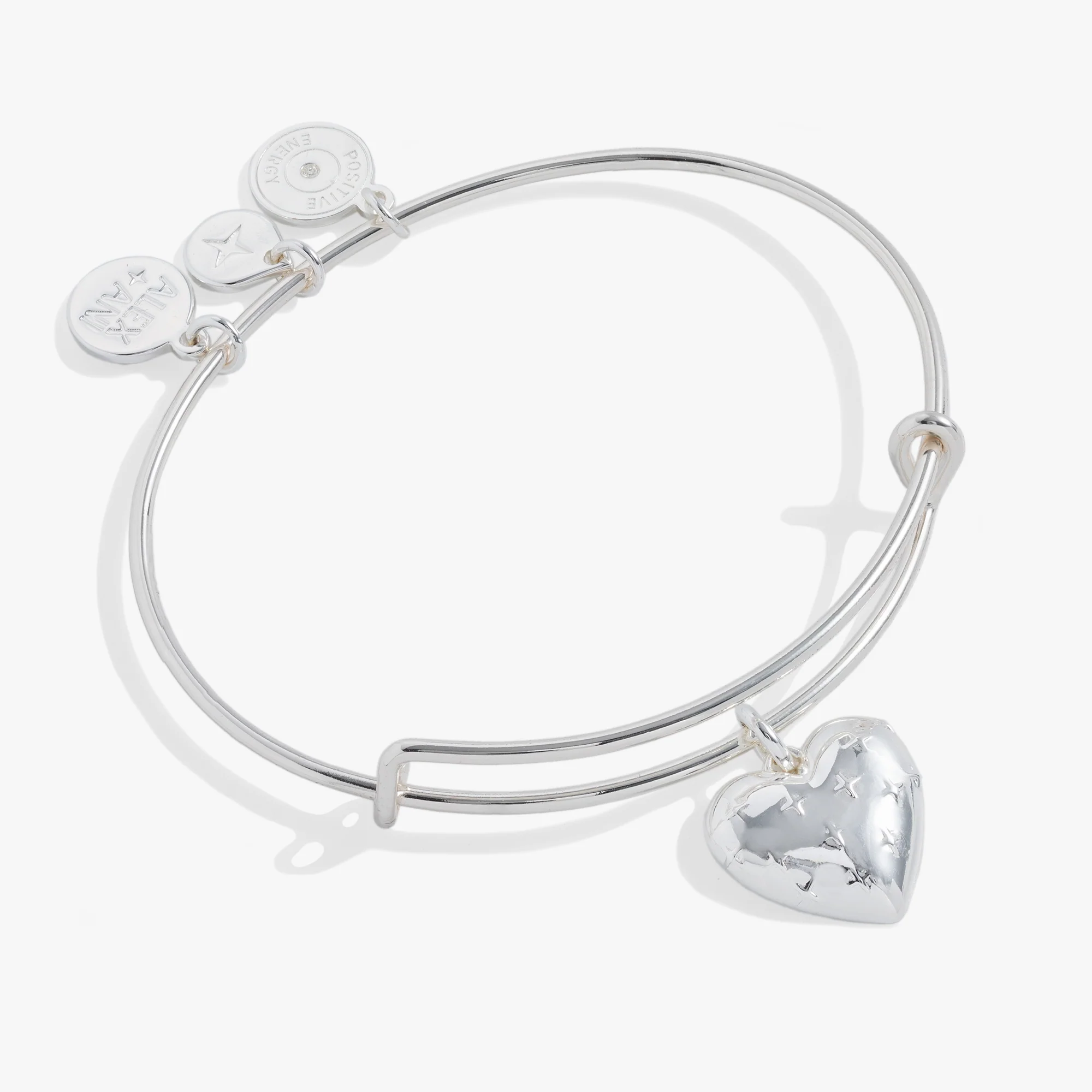 Image of Silver Metal Heart Charm Bangle