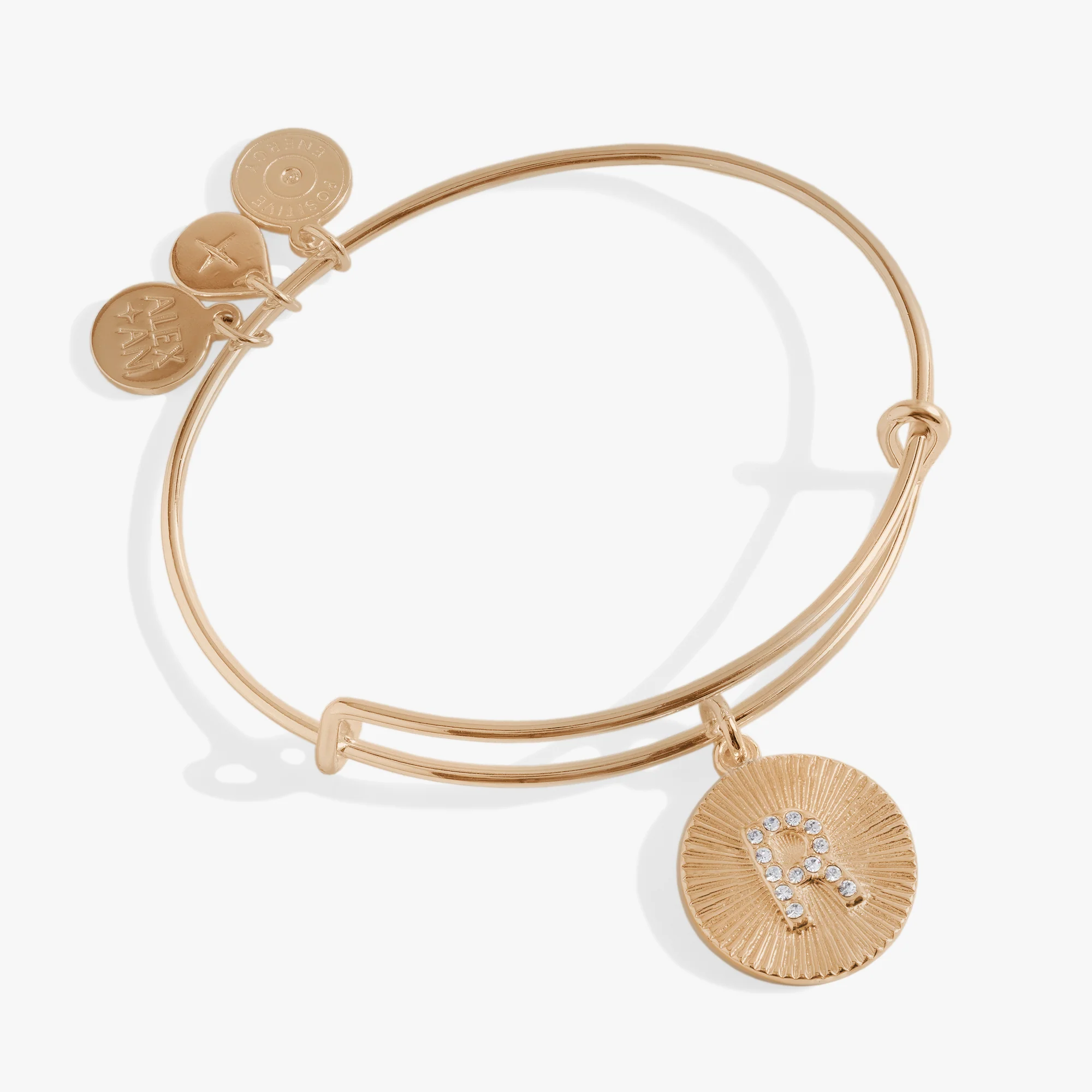 Image of Initial R Pave Starburst Texture Bangle