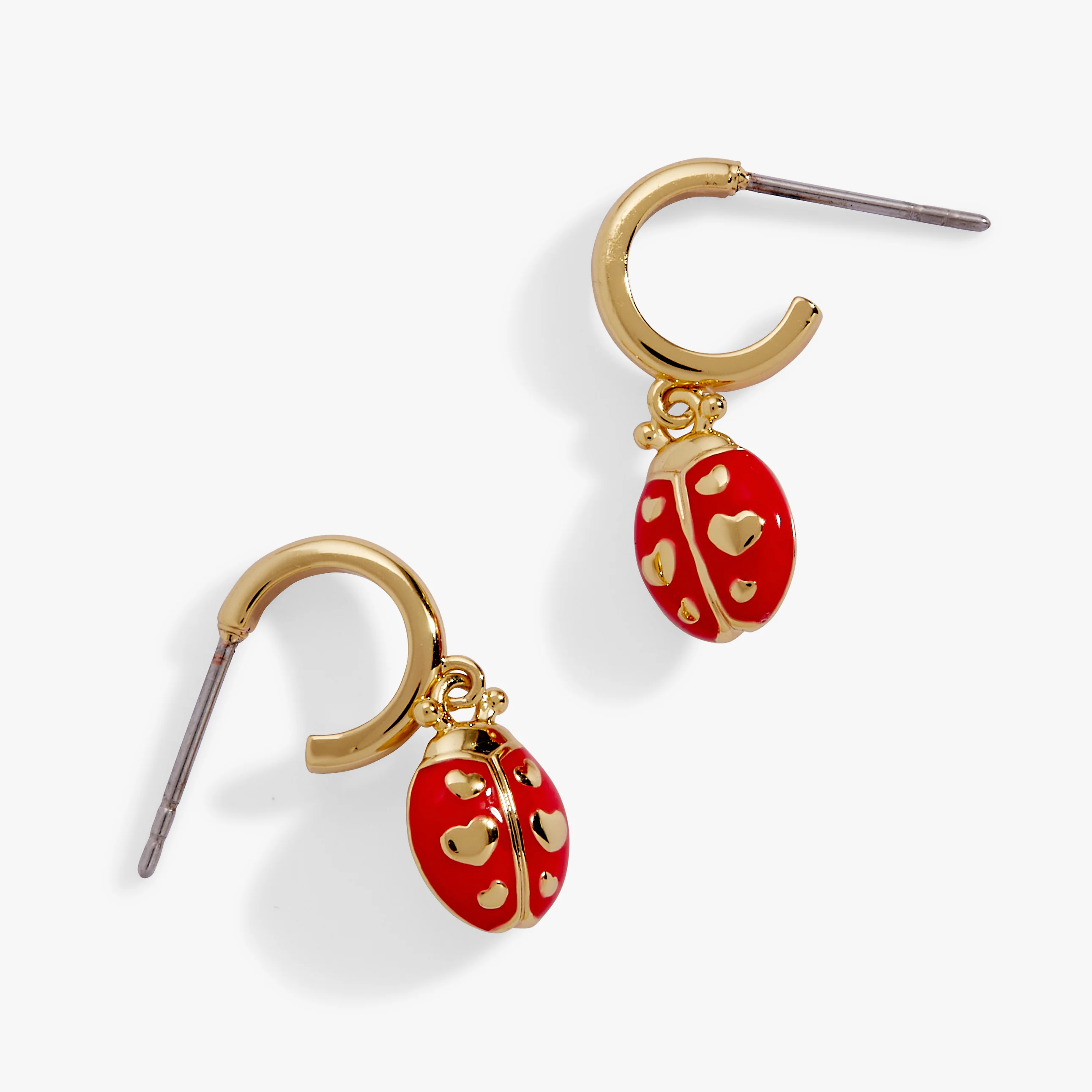 Image of Ladybug Huggie Drop Earrings