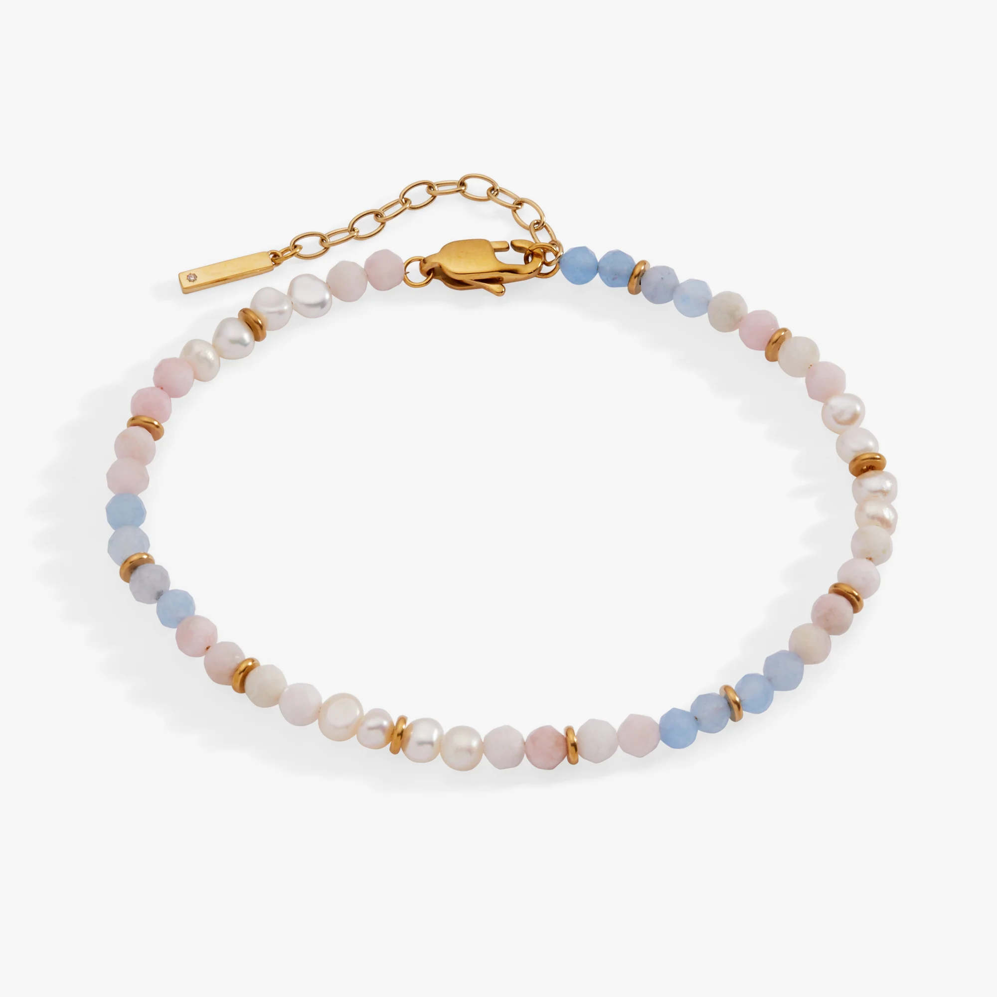 Image of Sandy Peach Ombre Semi-Precious Beaded Anklet