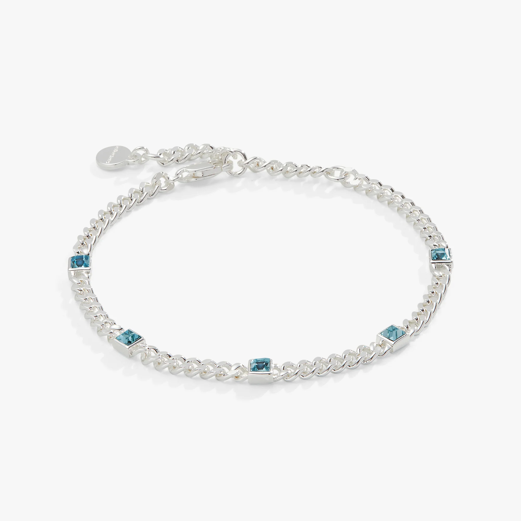 Image of March Birthstone Aquamarine Curb Chain Bracelet