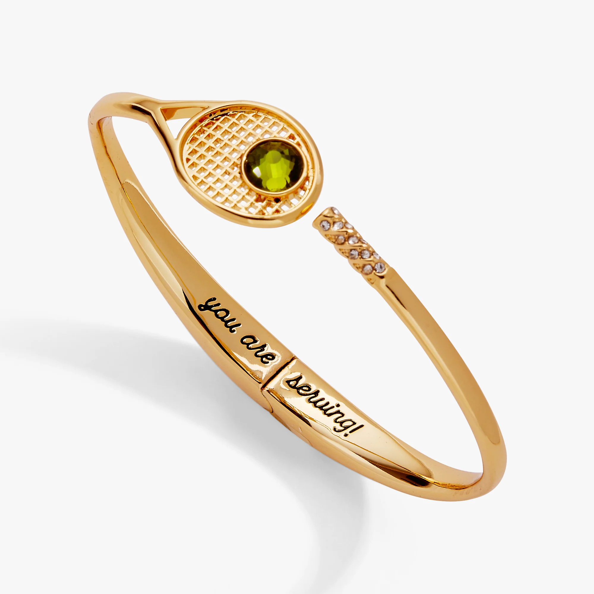 Image of Tennis Racket 'You Are Serving' Hinge Cuff Bracelet