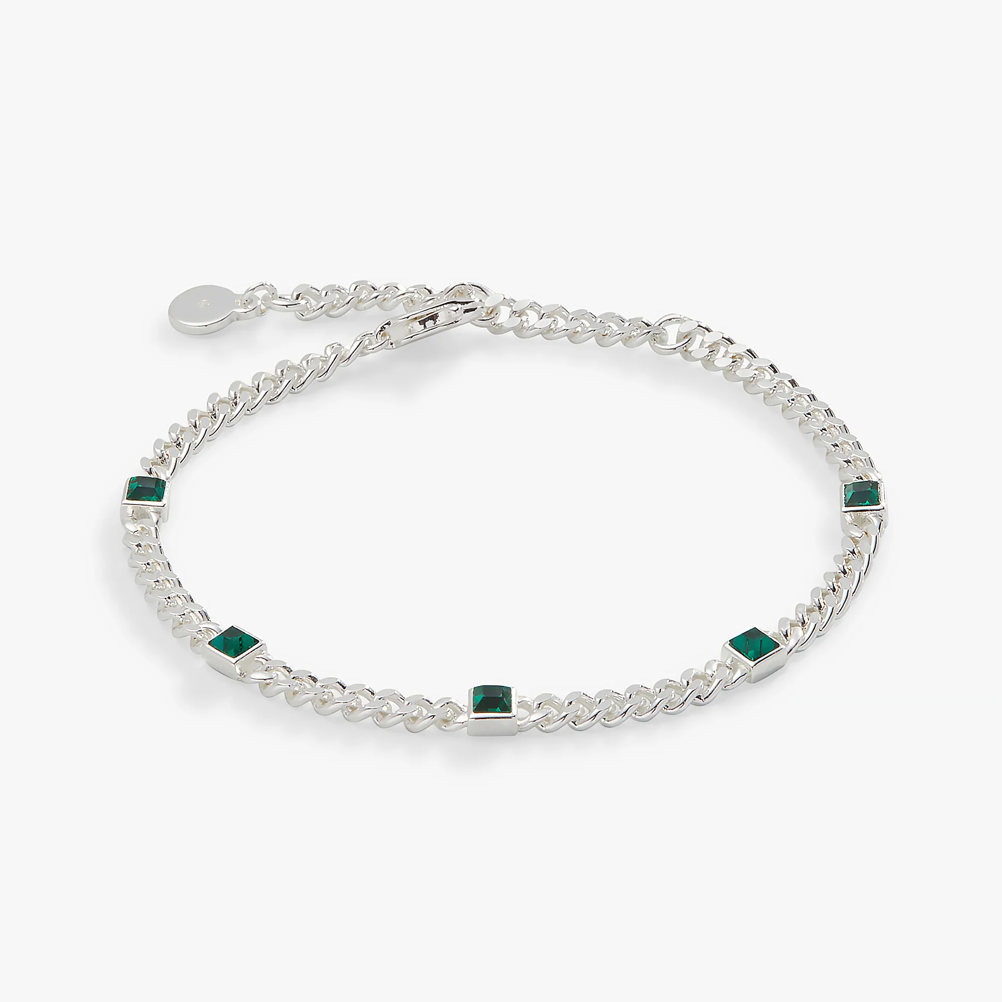 Image of May Birthstone Emerald Curb Chain Bracelet