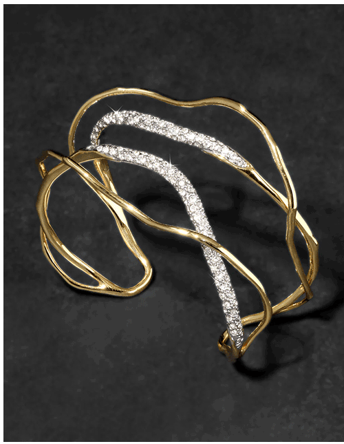 Solanales Gold Crystal Intertwined Cuff Bracelet
