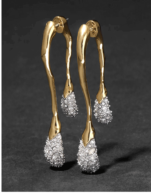 Solanales Crystal Front Back Double Drop Earring- Gold