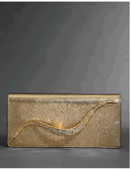 Crystal Curve Clutch- Gold