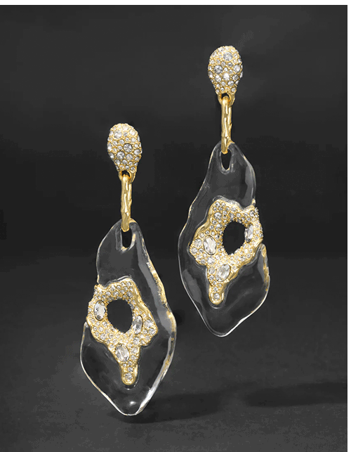 Liquid Lucite Crystal Pavé Geode Drop Earring