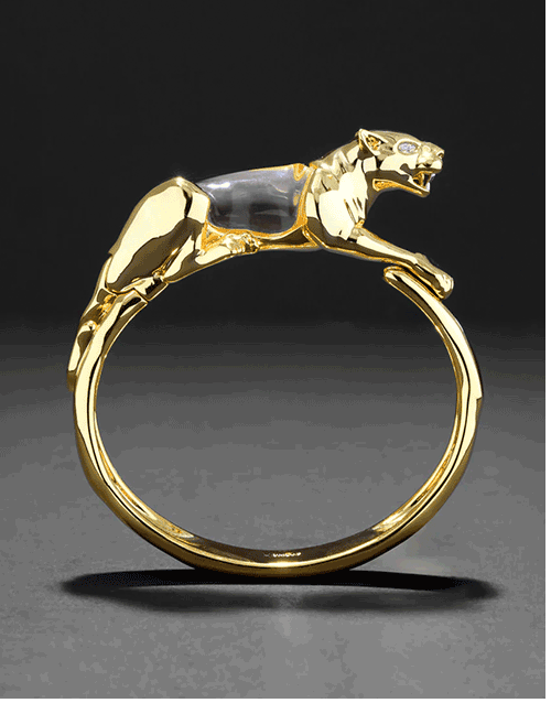 Gold Panther Jelly Belly Hinge Bracelet