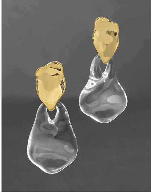 Liquid Lucite Wafer Post Earring