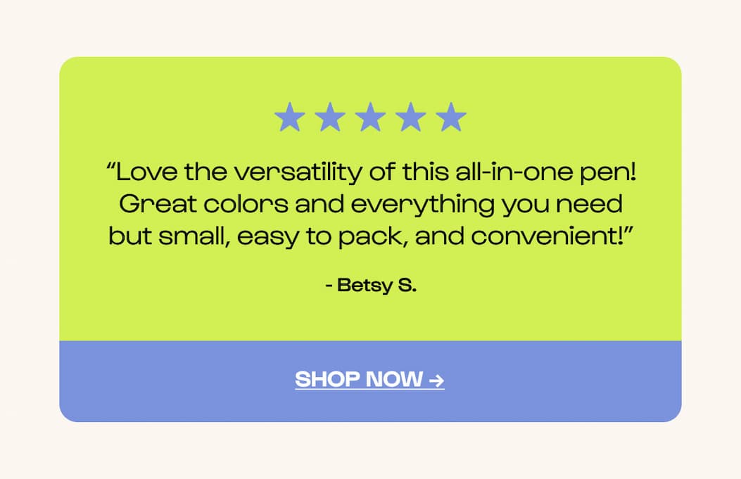 CTA Shop Now. Product Pen Pal 4-in-1