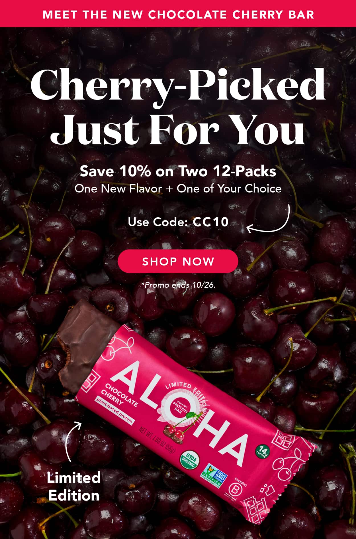 Meet the new Chocolate Cherry bar! Save 10% on two 12-packs using code CC10. Shop now!