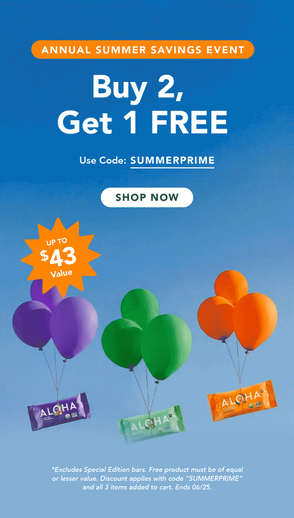Buy 2, Get 1 FREE sitewide with code SUMMERPRIME. Excludes Special Edition bars. Free product must be of equal or lesser value. Discount applies with code "SUMMERPRIME" and all 3 items added to cart. Ends 06/25
