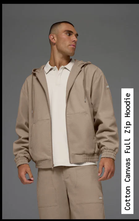 COTTON CANVAS FULL ZIP HOODIE