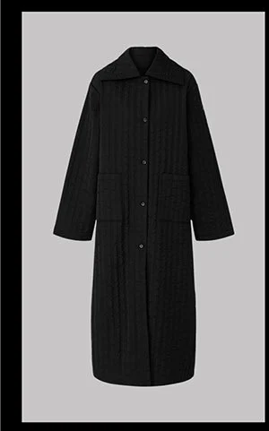 Quilted Long Coat - Black