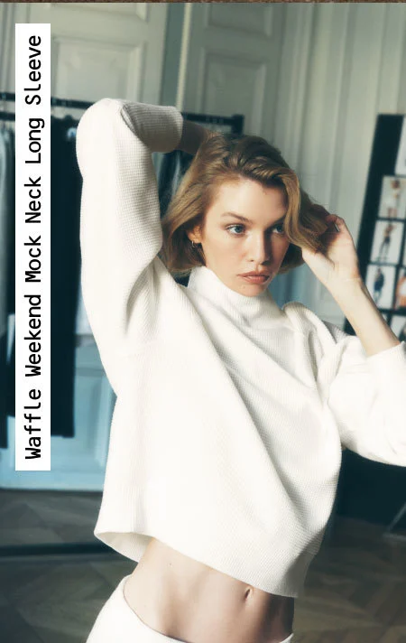 waffle weekend mock neck - ivory