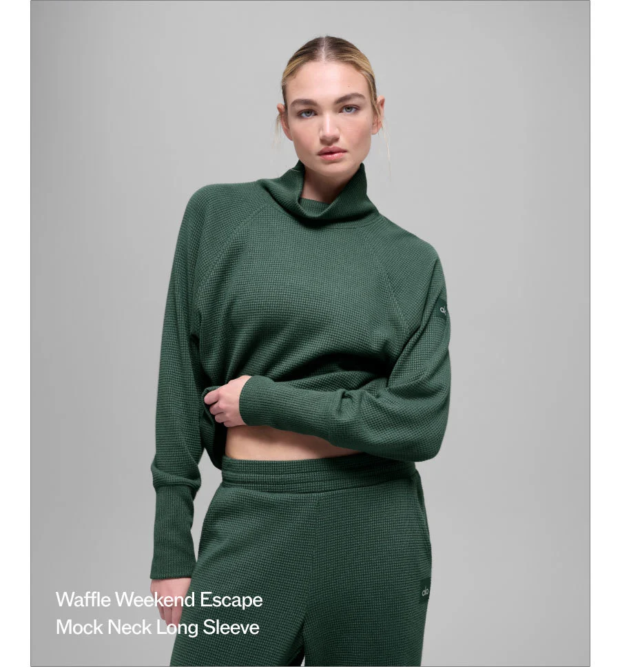 WAFFLE WEEKEND ESCAPE MOCK NECK LONG SLEEVE