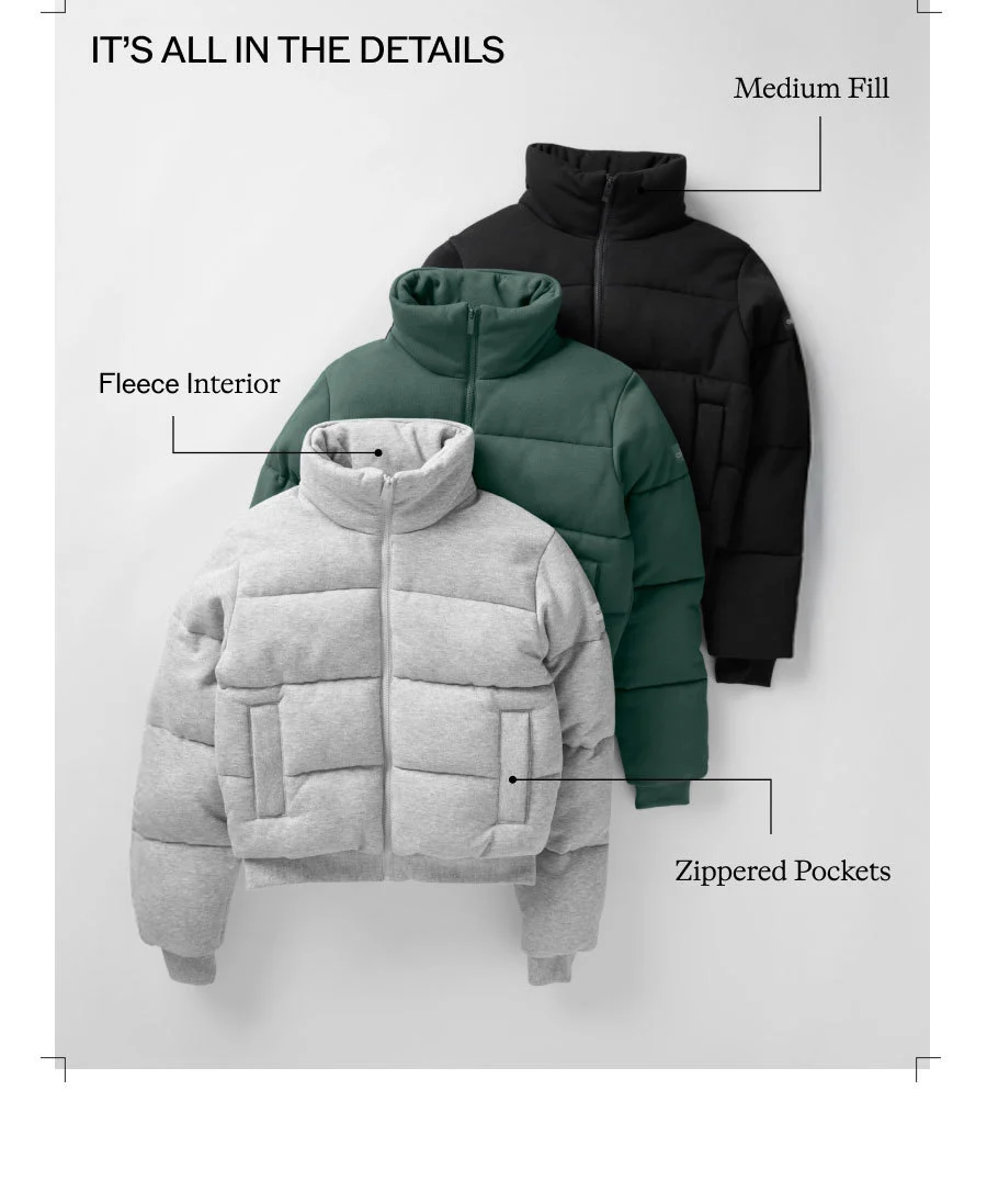 IT'S ALL IN THE DETAILS. MEDIUM FILL. FLEECE INTERIOR. ZIPPERED POCKETS
