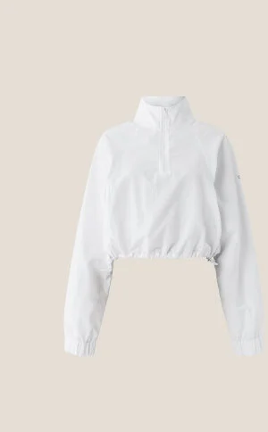 Cropped 1/4 Zip Alumni Pullover - white