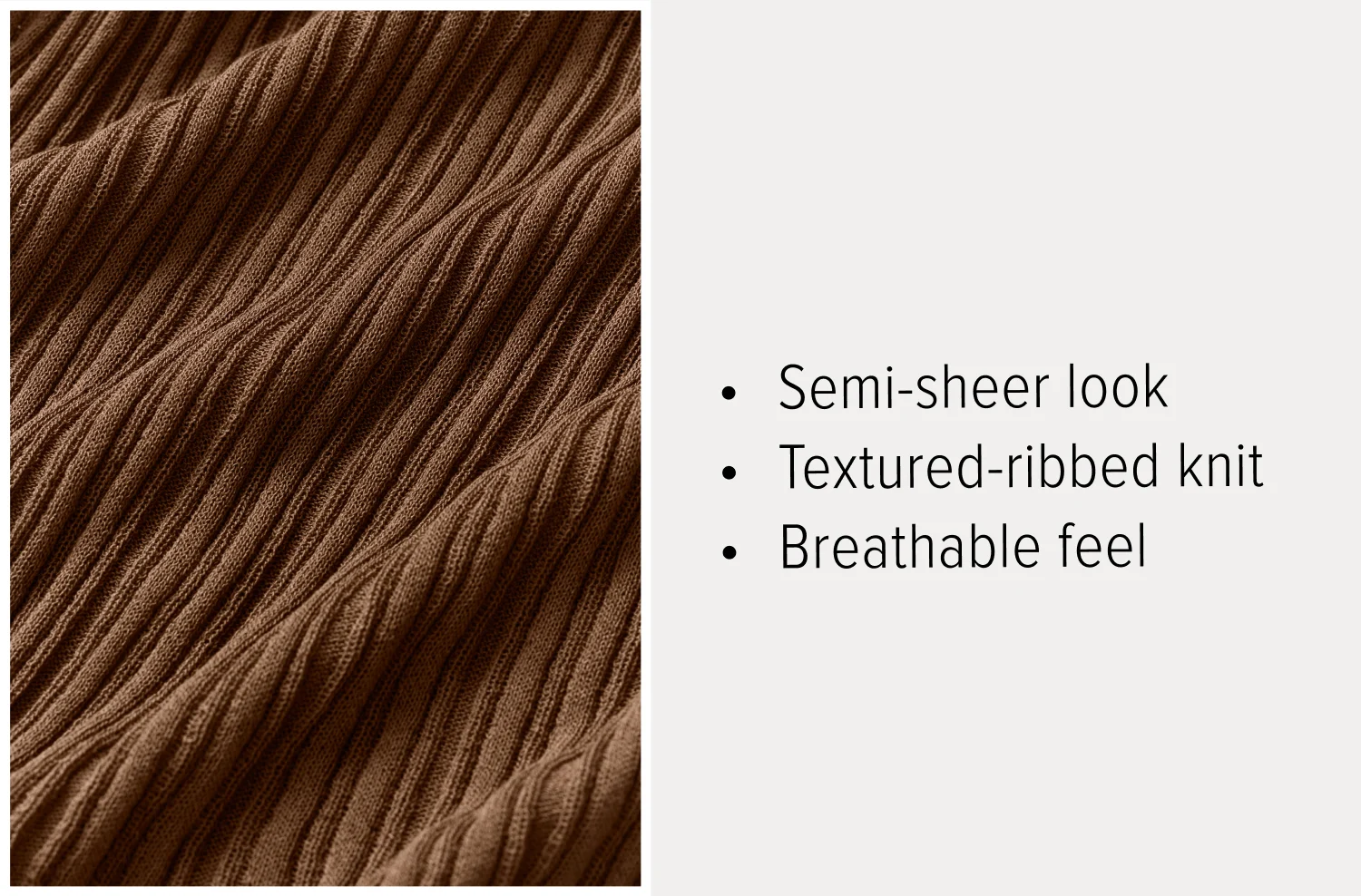 SEMI-SHEER LOOK TEXTURED-RIBBED KNIT BREATHABLE FEEL