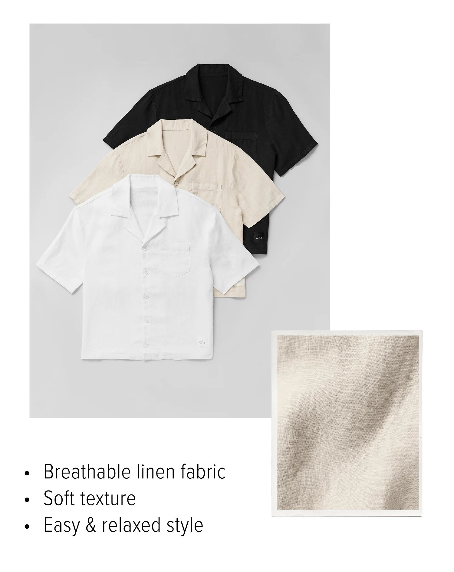 • Breathable linen fabric • Soft texture • Easy & relaxed style