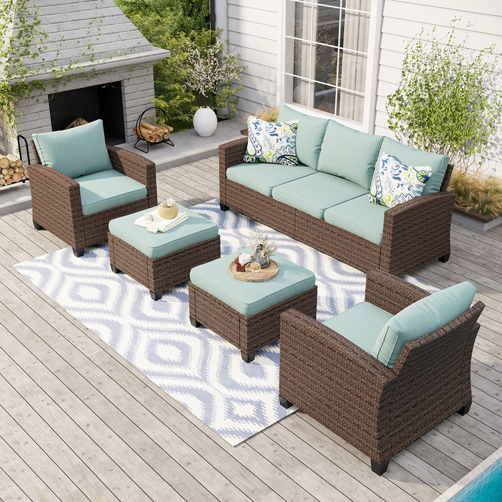 Image of MFSTUDIO Upgraded Outdoor Sofa Set Rattan Set with Thick Cushions
