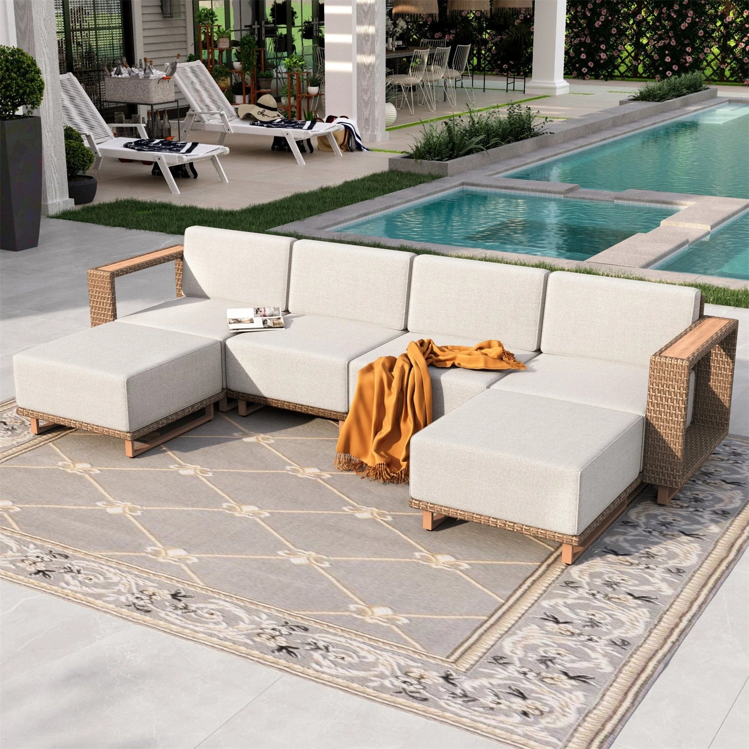 6-Seater Modern Wicker Conversation Sofa set