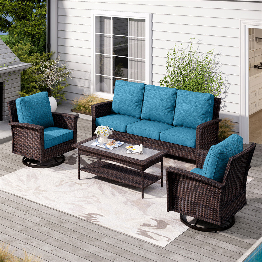 Wicker Patio Conversation Sofa Set 
