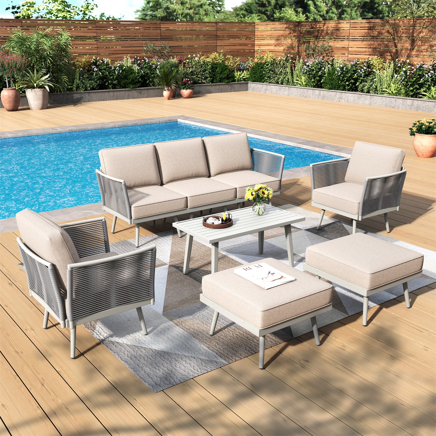  Wicker Patio Conversation Sofa