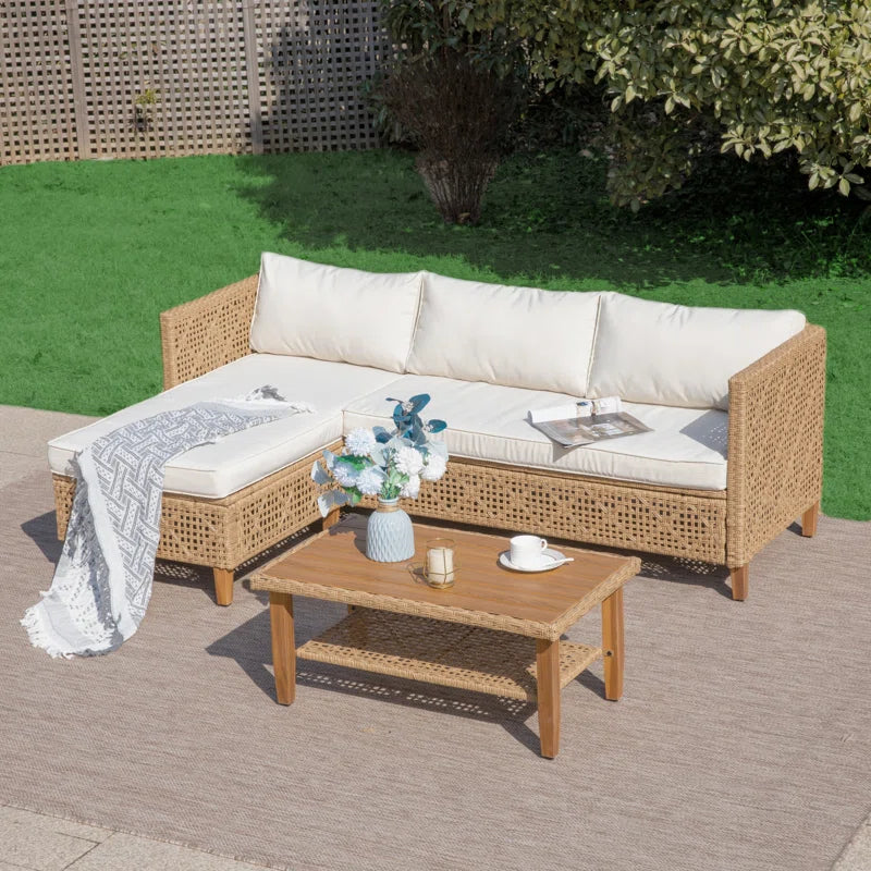 Boho Style Wicker Conversation Sofa 