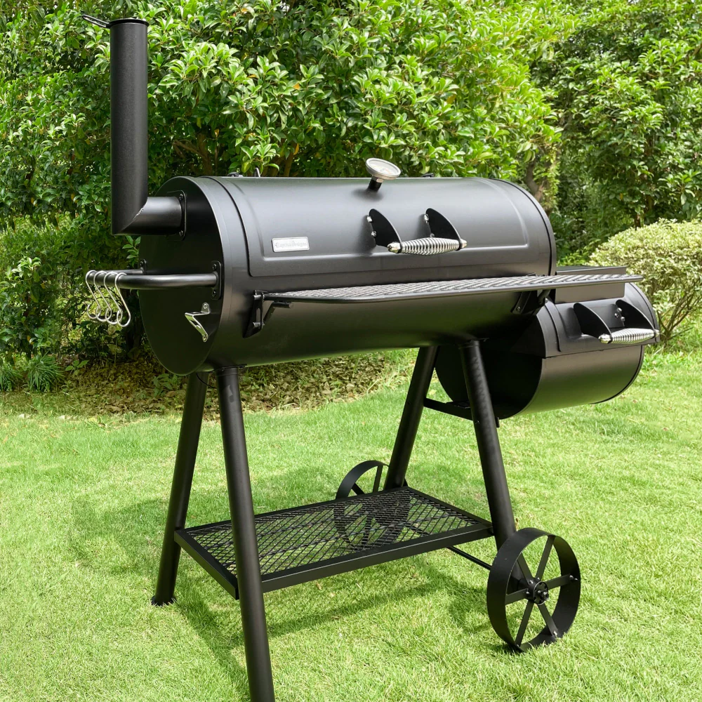 Image of Captiva Designs 2-In-1 Charcoal Smoker Grill with Offset Smoke Box