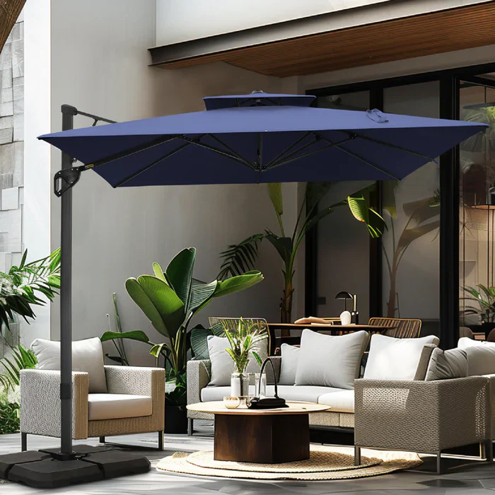 Image of PHI VILLA 9X12ft Rectangular Outdoor Cantilever Offset Umbrella for Garden, Pool