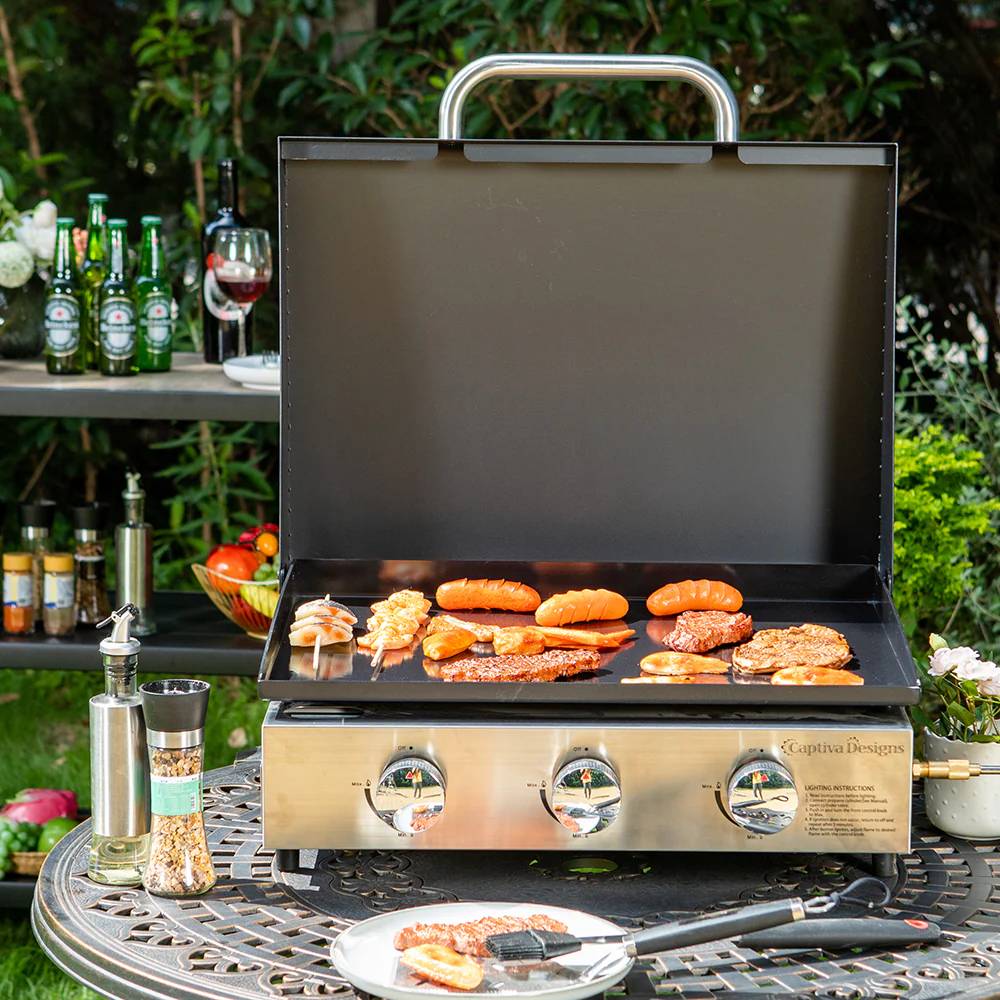 Image of Captiva Designs 22" Ceramic Coated Plate Tabletop Portable Propane Griddle Grill 24,000 BTU