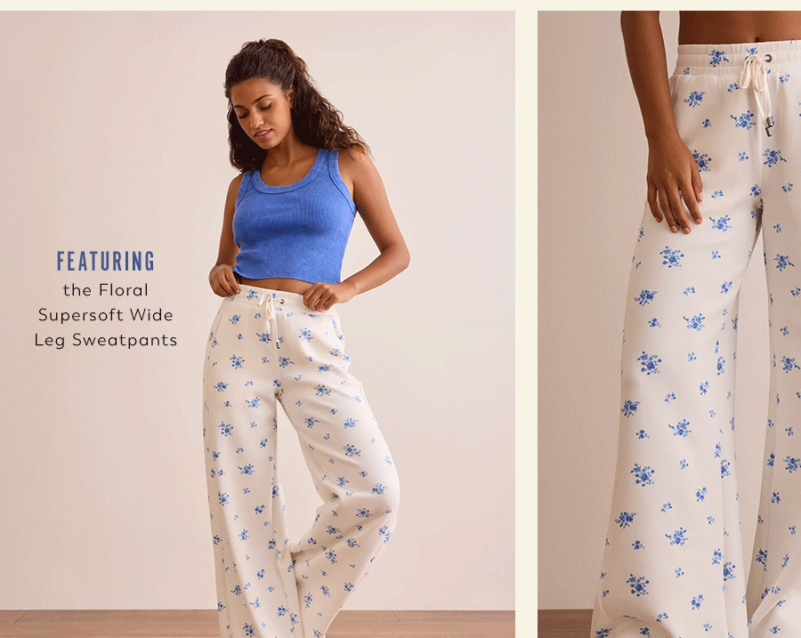 Floral Supersoft Wide Leg Sweatpants