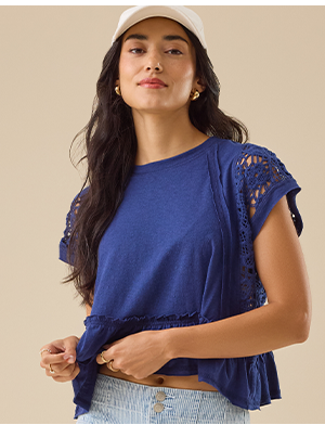 Micah Lace Peplum Top