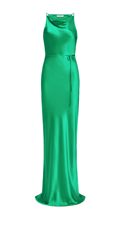 green silk maxi dress