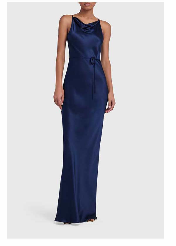 navy color maxi dress
