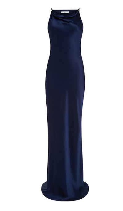 navy silk dress