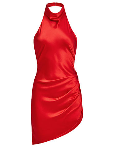 red silk mini dress