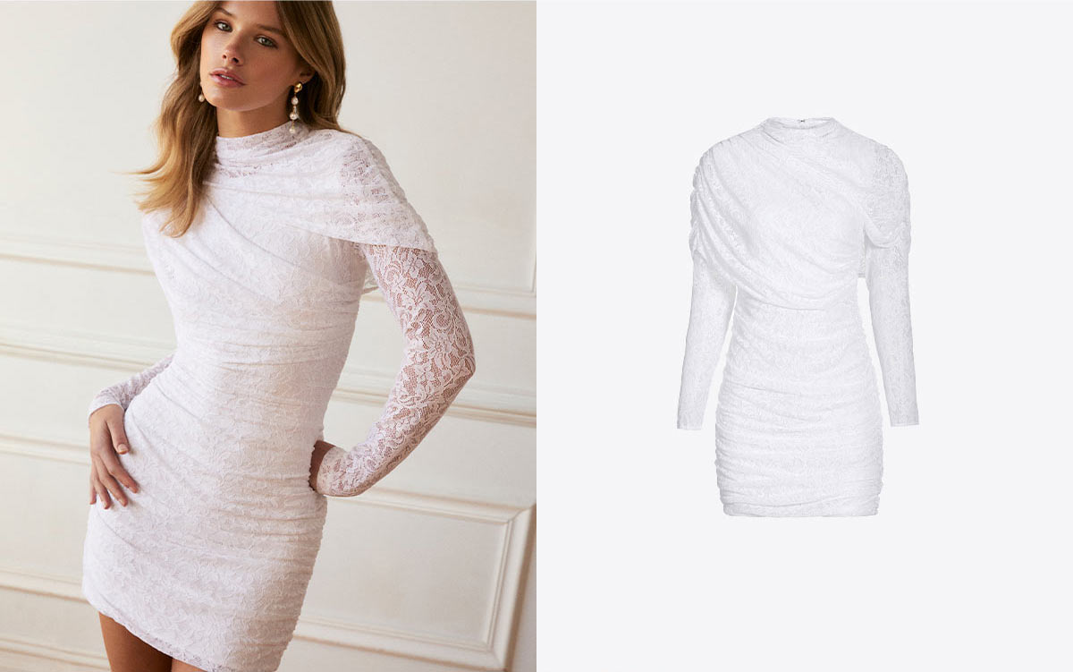 girl in a lace white mini dress