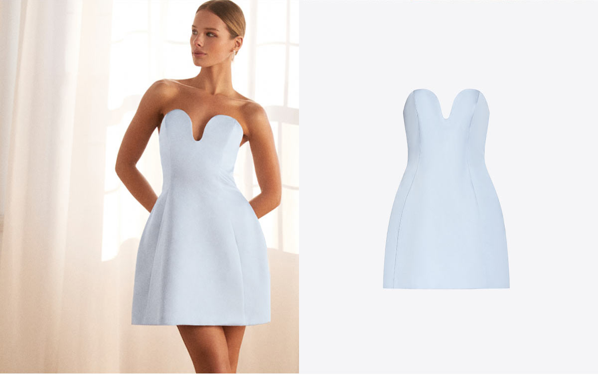girl in a pale blue mini dress