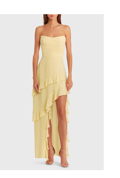 Yellow strapless maxi
